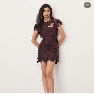 ISO ASOS EDITION Floral Cut Out Mini Dress in Brown or Burgundy